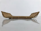 Japanese Woven Bamboo Small Plate Memeizara Vtg Hand Towel Sweets Brown L267