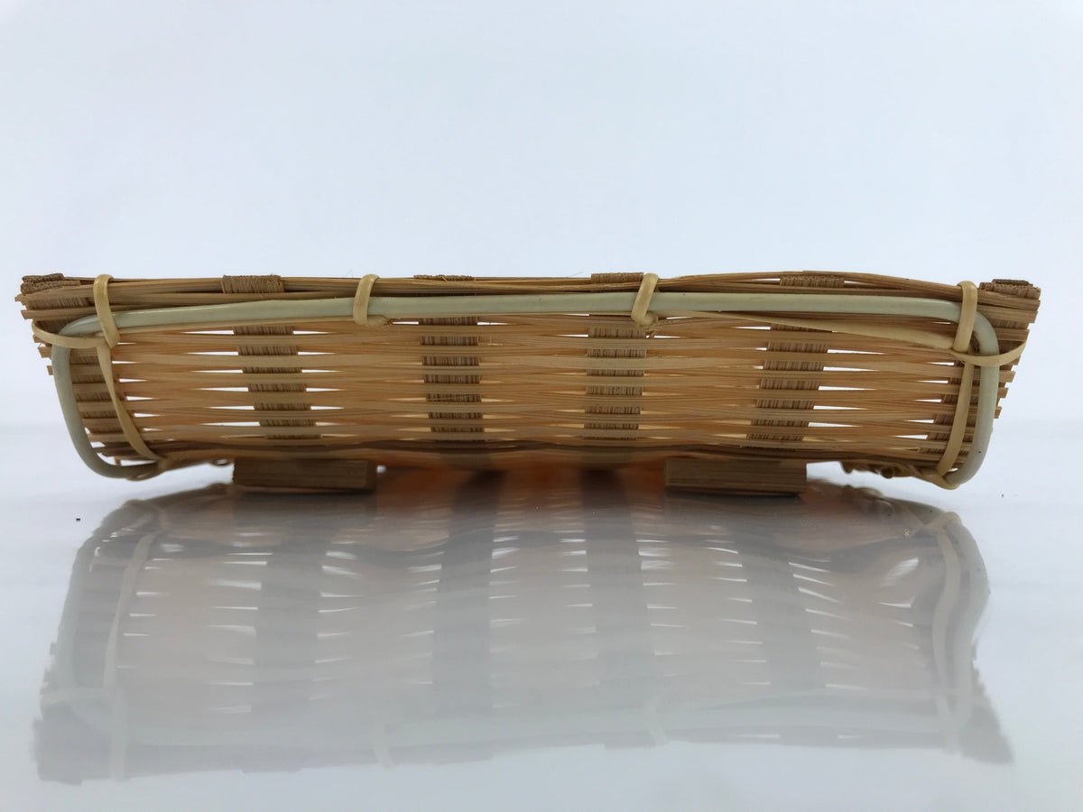 Japanese Woven Bamboo Small Plate Memeizara Vtg Hand Towel Sweets Brown L267