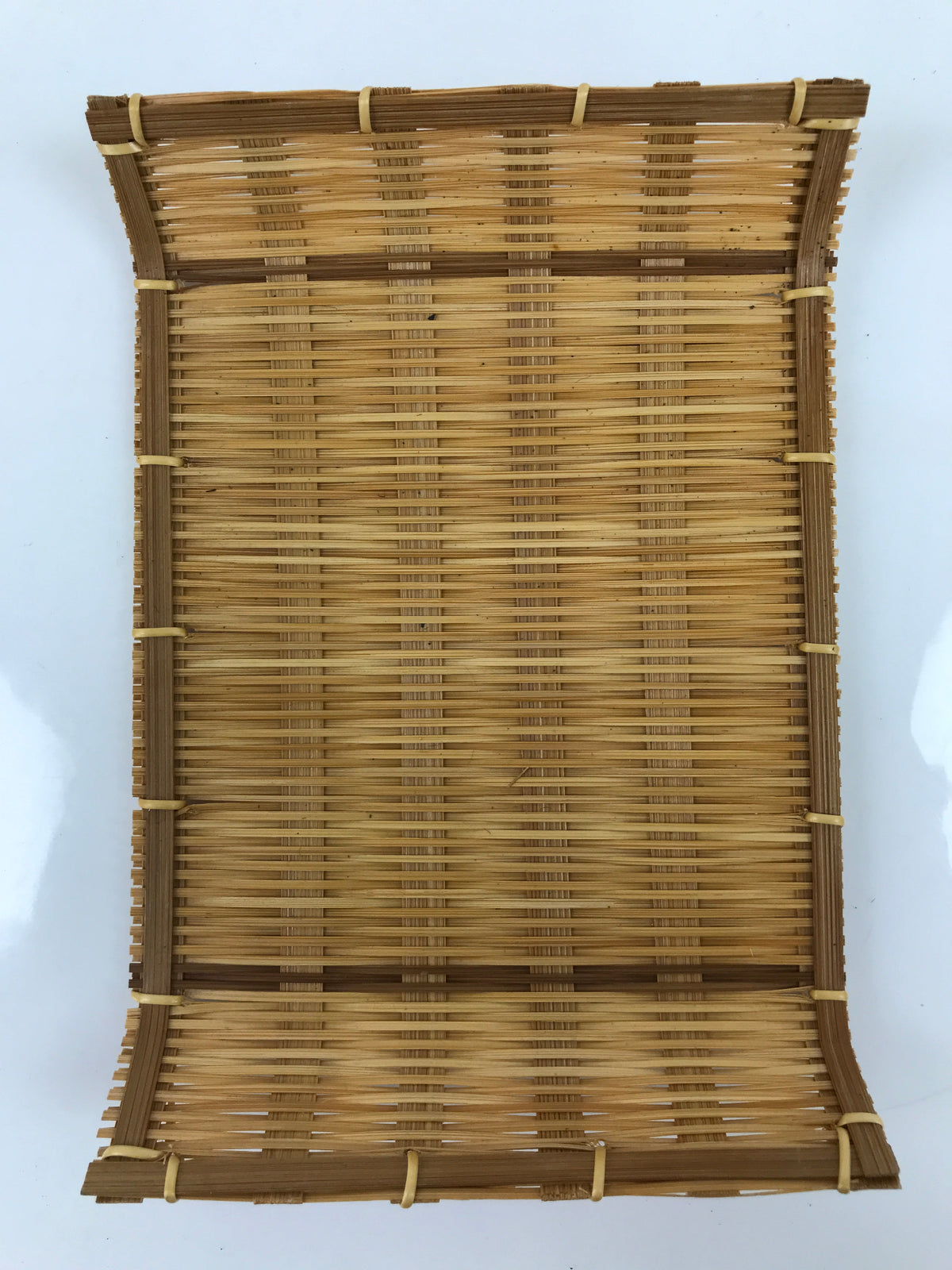 Japanese Woven Bamboo Small Plate Memeizara Vtg Hand Towel Sweets Brown L267