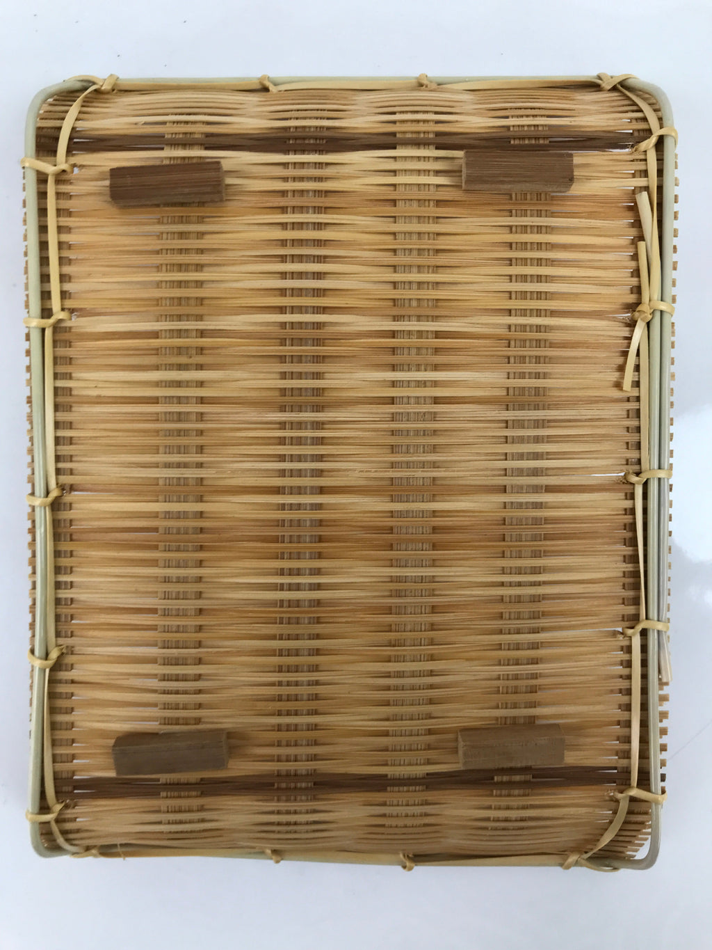 Japanese Woven Bamboo Small Plate Memeizara Vtg Hand Towel Sweets Brown L267