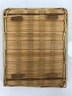Japanese Woven Bamboo Small Plate Memeizara Vtg Hand Towel Sweets Brown L267