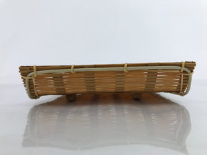 Japanese Woven Bamboo Small Plate Memeizara Vtg Hand Towel Sweets Brown L268