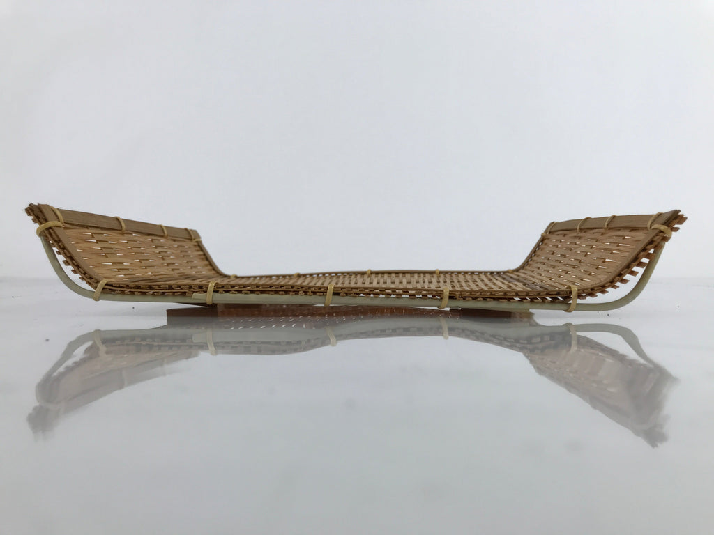 Japanese Woven Bamboo Small Plate Memeizara Vtg Hand Towel Sweets Brown L268