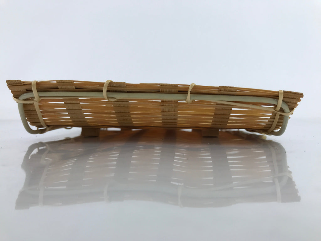 Japanese Woven Bamboo Small Plate Memeizara Vtg Hand Towel Sweets Brown L269
