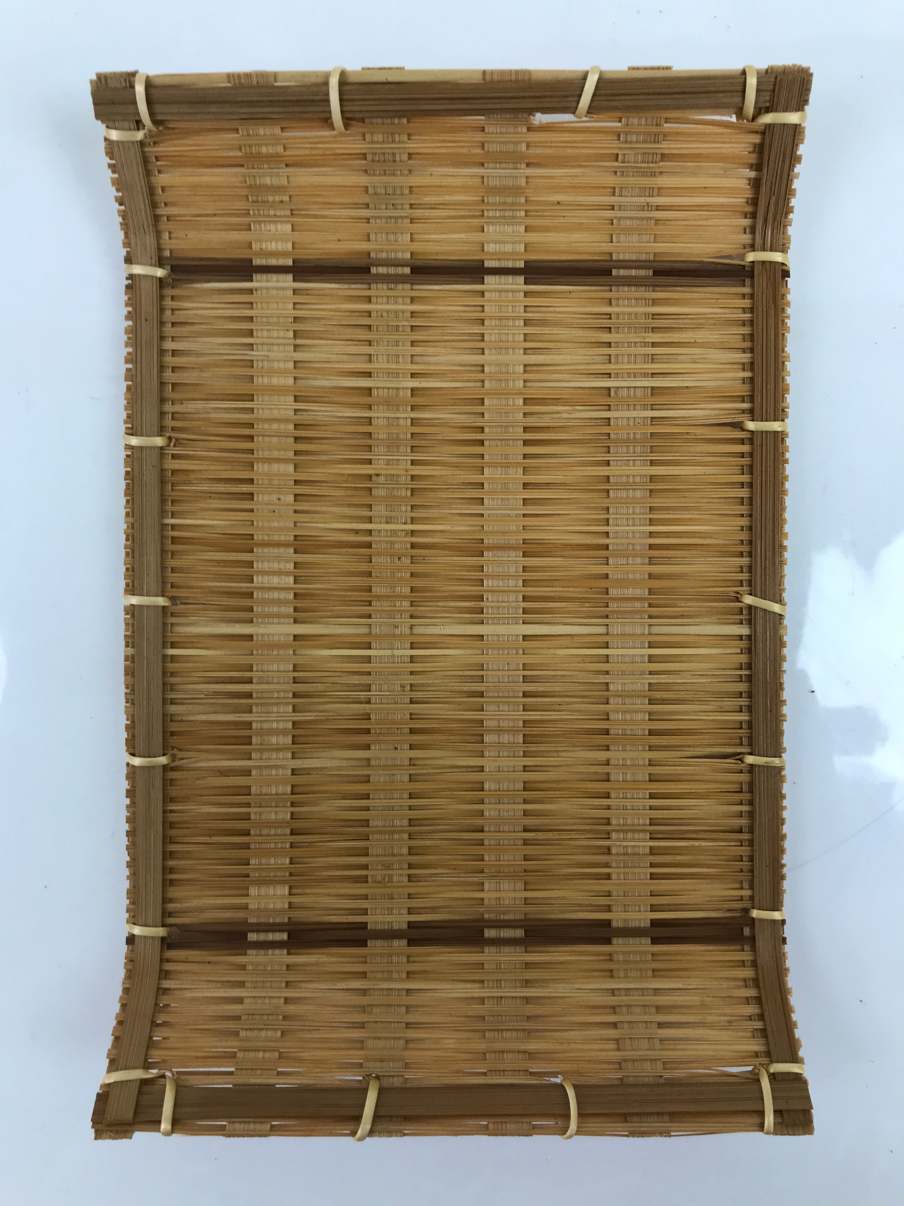 Japanese Woven Bamboo Small Plate Memeizara Vtg Hand Towel Sweets Brown L269