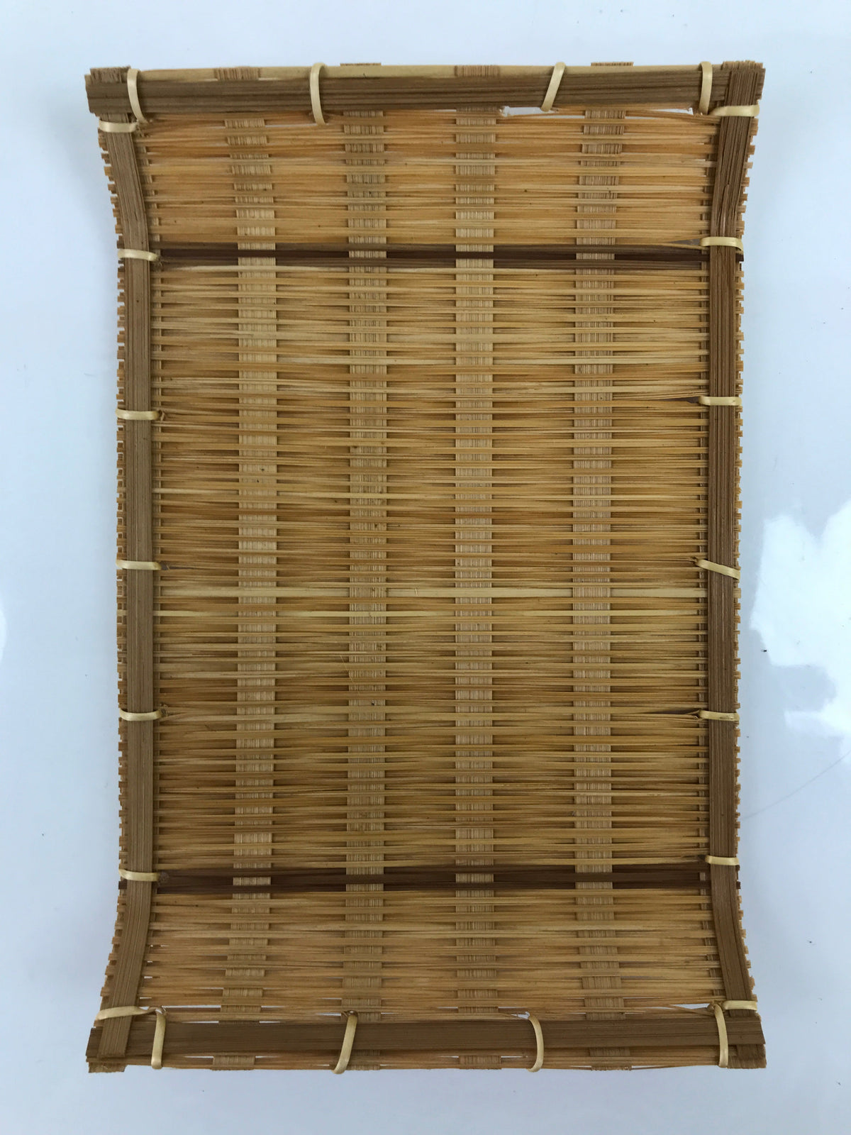 Japanese Woven Bamboo Small Plate Memeizara Vtg Hand Towel Sweets Brown L269