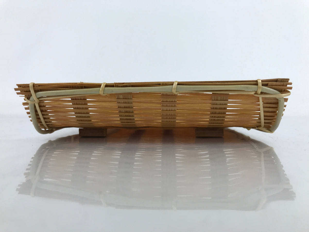 Japanese Woven Bamboo Small Plate Memeizara Vtg Hand Towel Sweets Brown L272