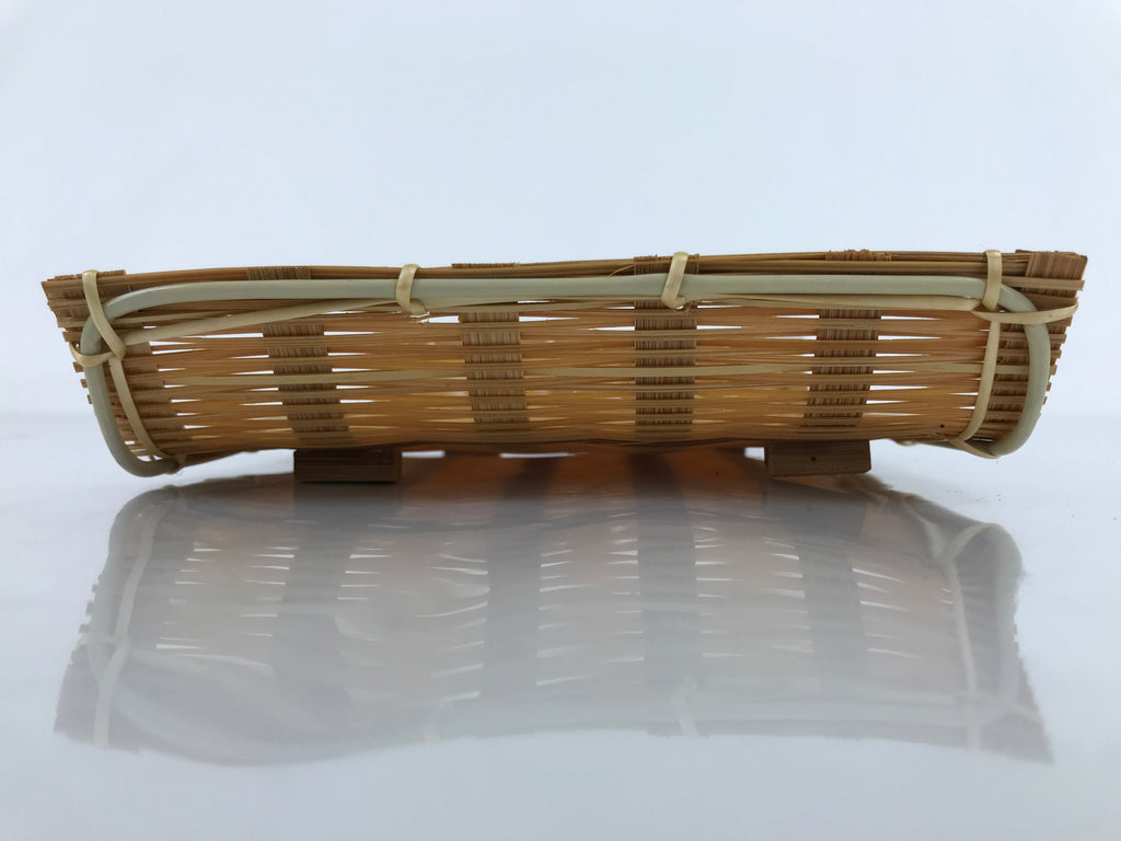 Japanese Woven Bamboo Small Plate Memeizara Vtg Hand Towel Sweets Brown L272