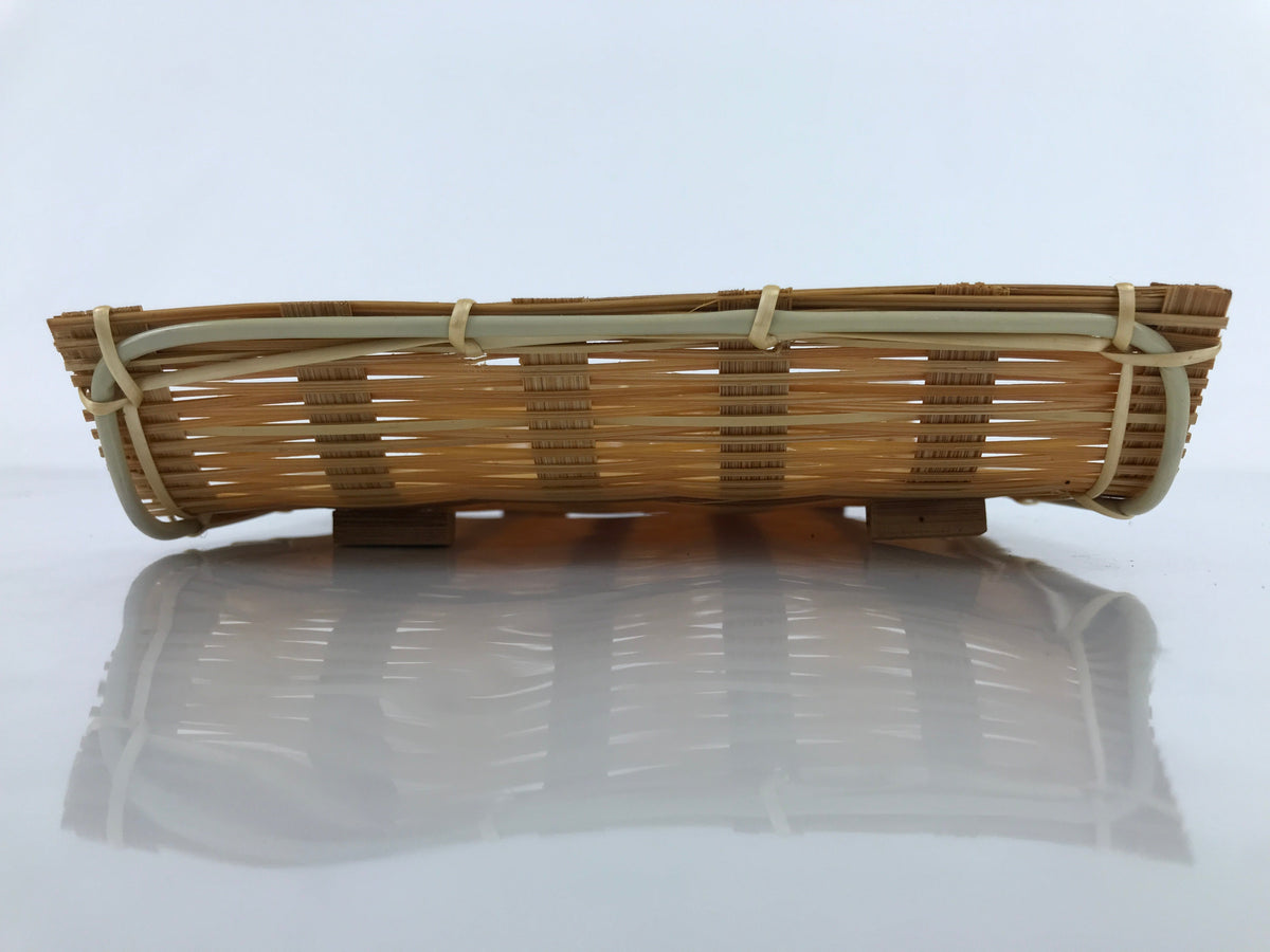 Japanese Woven Bamboo Small Plate Memeizara Vtg Hand Towel Sweets Brown L272