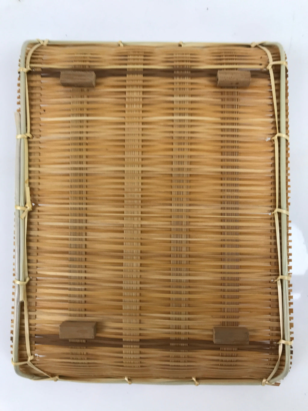 Japanese Woven Bamboo Small Plate Memeizara Vtg Hand Towel Sweets Brown L272