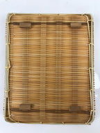 Japanese Woven Bamboo Small Plate Memeizara Vtg Hand Towel Sweets Brown L272