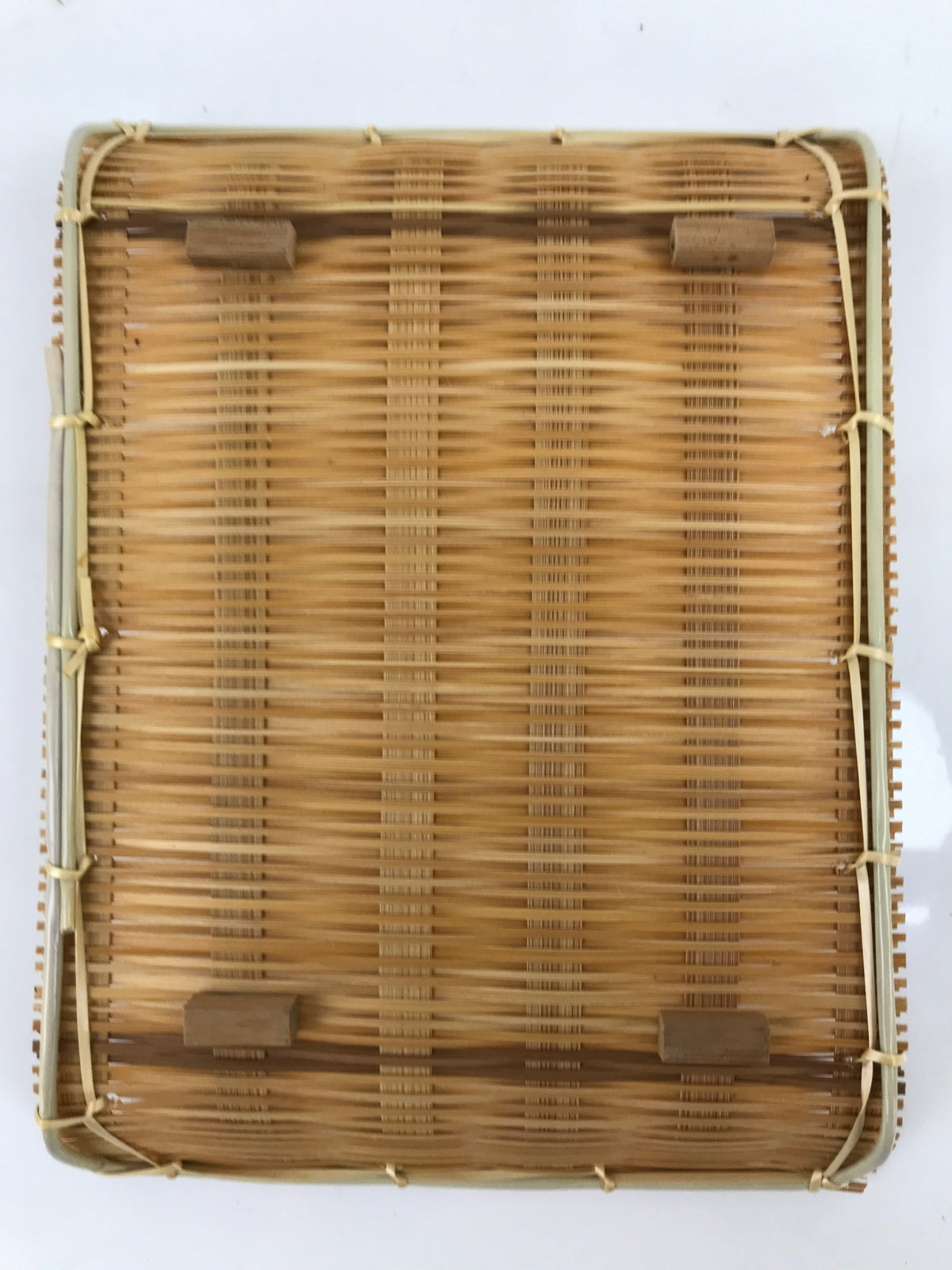 Japanese Woven Bamboo Small Plate Memeizara Vtg Hand Towel Sweets Brown L272