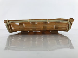 Japanese Woven Bamboo Small Plate Memeizara Vtg Hand Towel Sweets Brown L273