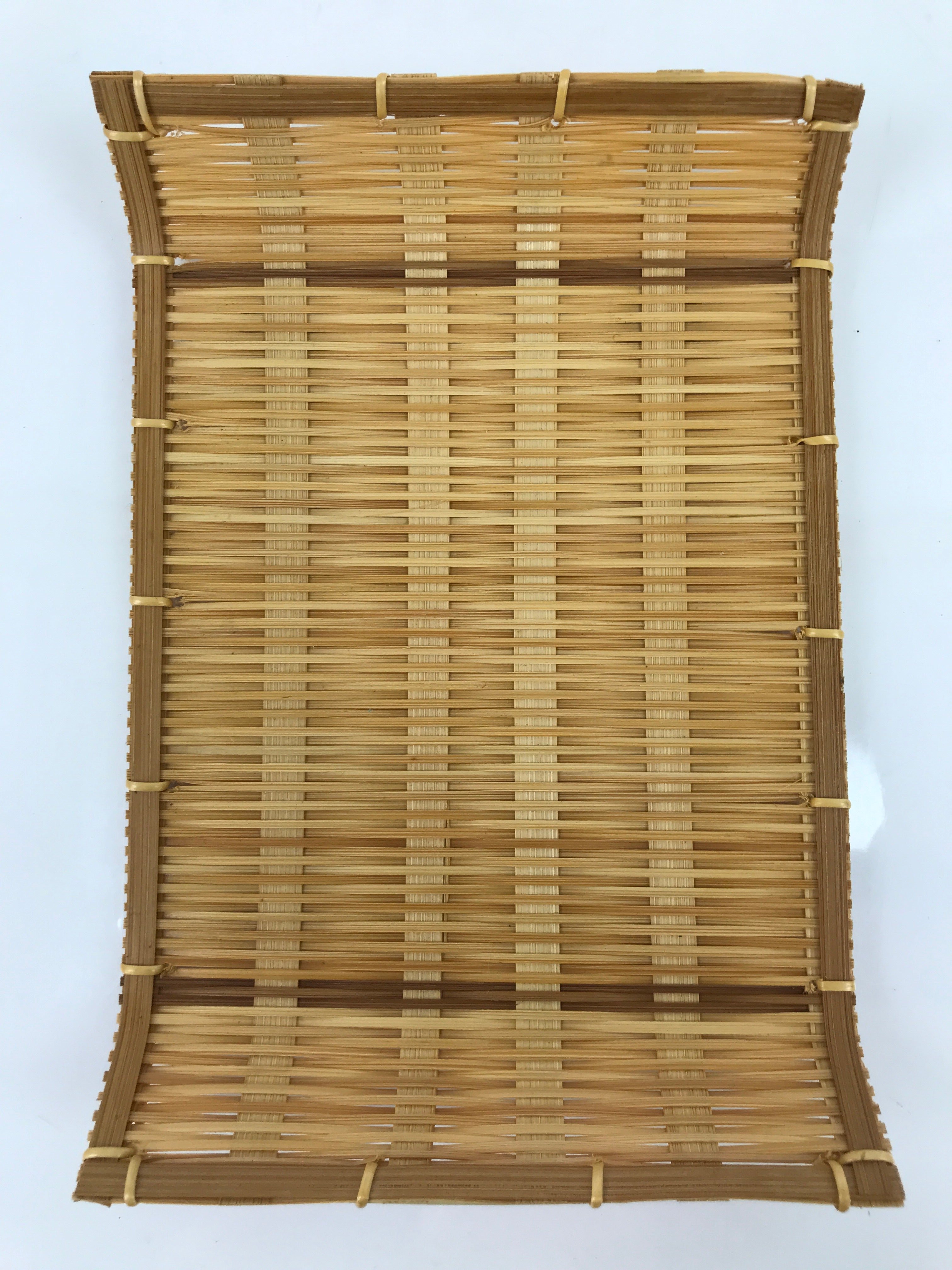 Japanese Woven Bamboo Small Plate Memeizara Vtg Hand Towel Sweets Brown L274