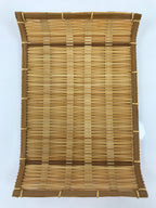 Japanese Woven Bamboo Small Plate Memeizara Vtg Hand Towel Sweets Brown L274