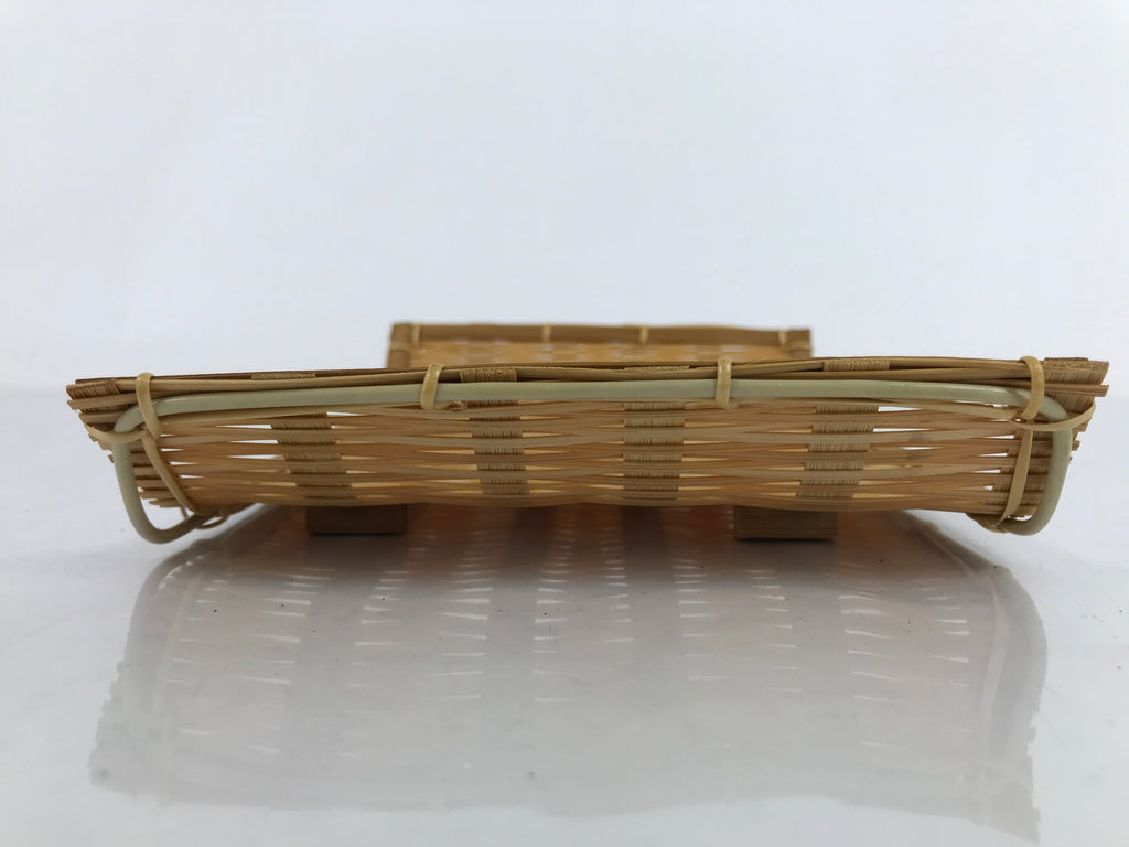 Japanese Woven Bamboo Small Plate Memeizara Vtg Hand Towel Sweets Brown L275