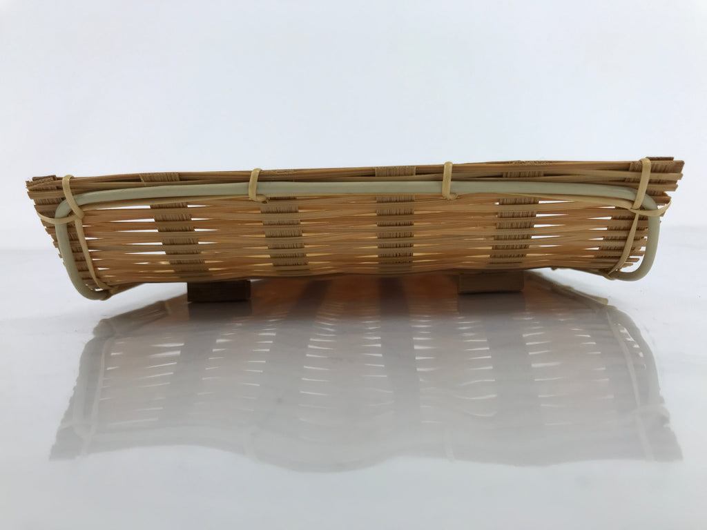Japanese Woven Bamboo Small Plate Memeizara Vtg Hand Towel Sweets Brown L277