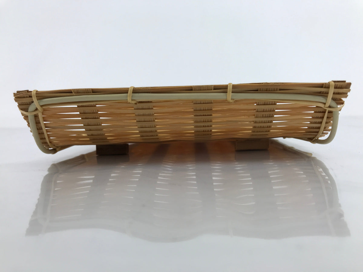 Japanese Woven Bamboo Small Plate Memeizara Vtg Hand Towel Sweets Brown L277