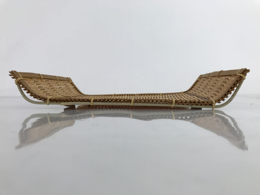 Japanese Woven Bamboo Small Plate Memeizara Vtg Hand Towel Sweets Brown L277