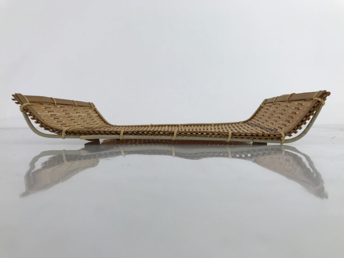 Japanese Woven Bamboo Small Plate Memeizara Vtg Hand Towel Sweets Brown L277