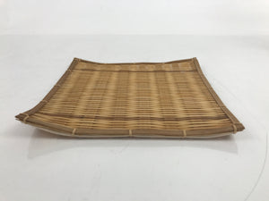 Japanese Woven Bamboo Small Serving Plate Vtg Square Kozara Sweets Brown L310