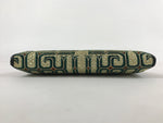 Japanese Woven Silk Wallet Vtg Ainu Pattern Gamaguchi Clasp Green Gold KB73