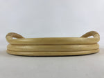 Japanese Woven Wooden Serving Tray Vtg Large Round Rattan Obon Handles L19