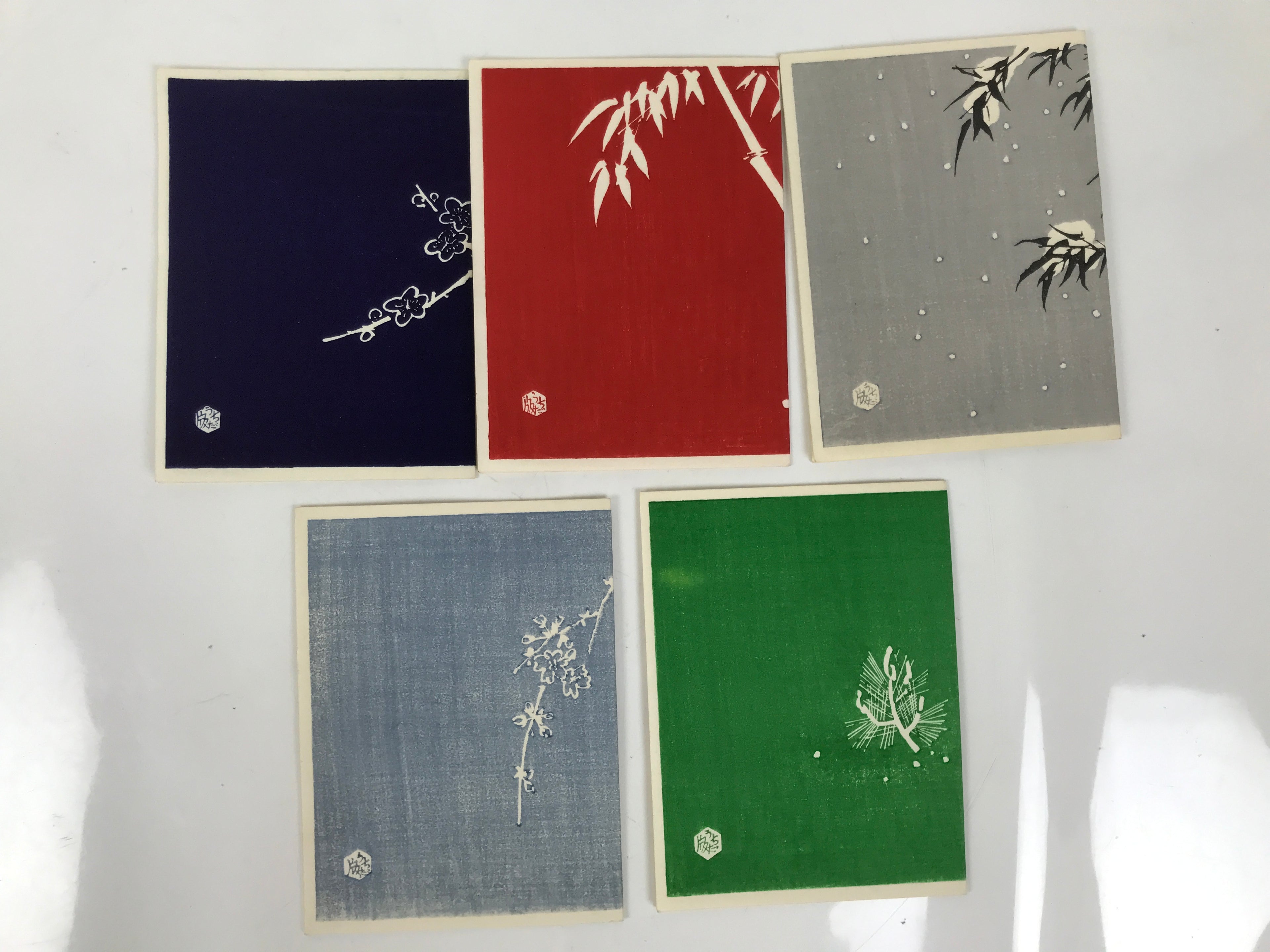 Japanese Writing Paper Set Woodblock Printed Vtg Floral Letter Stationary P374