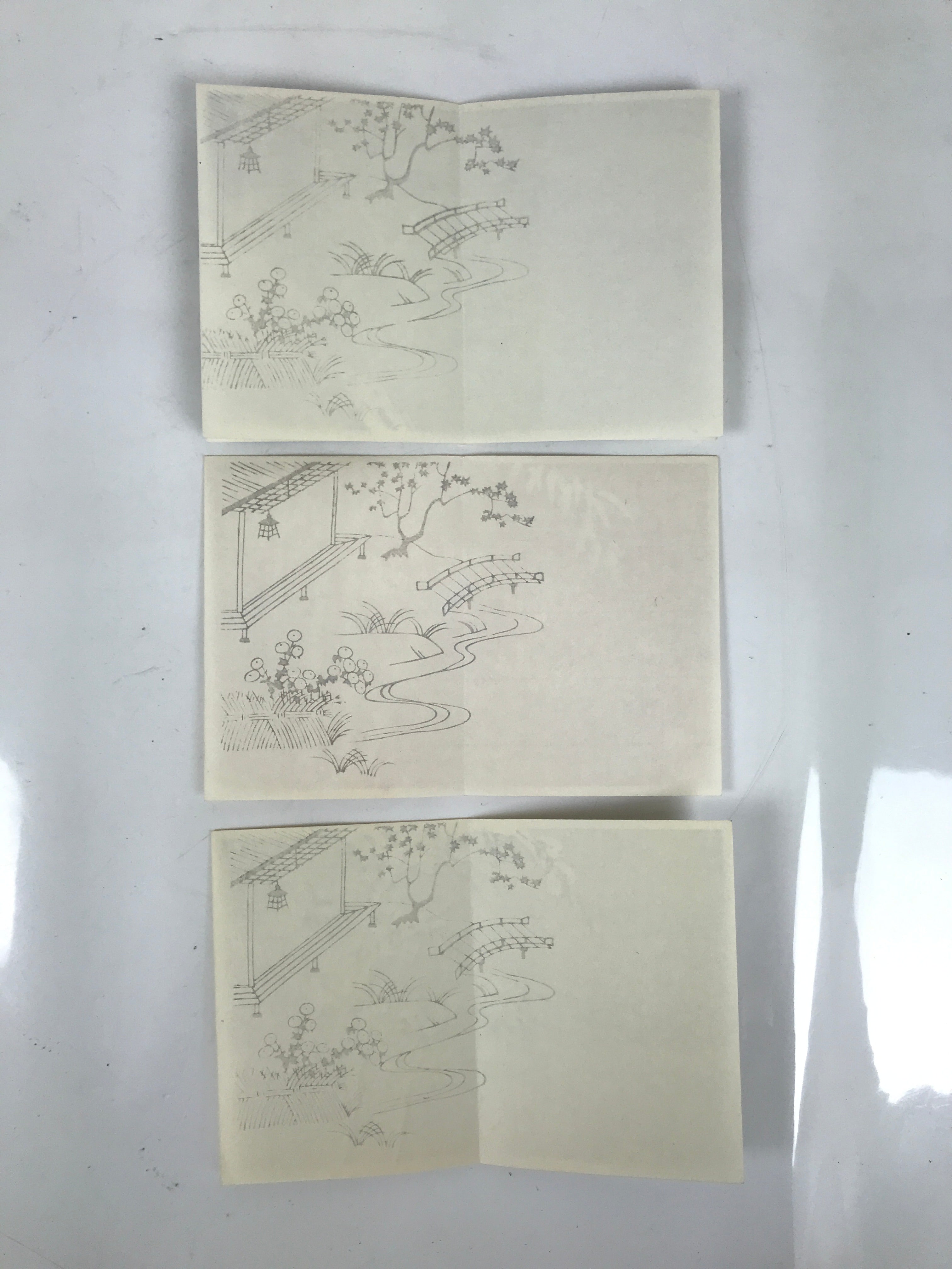 Japanese Writing Paper Set Woodblock Printed Vtg Floral Letter Stationary P374