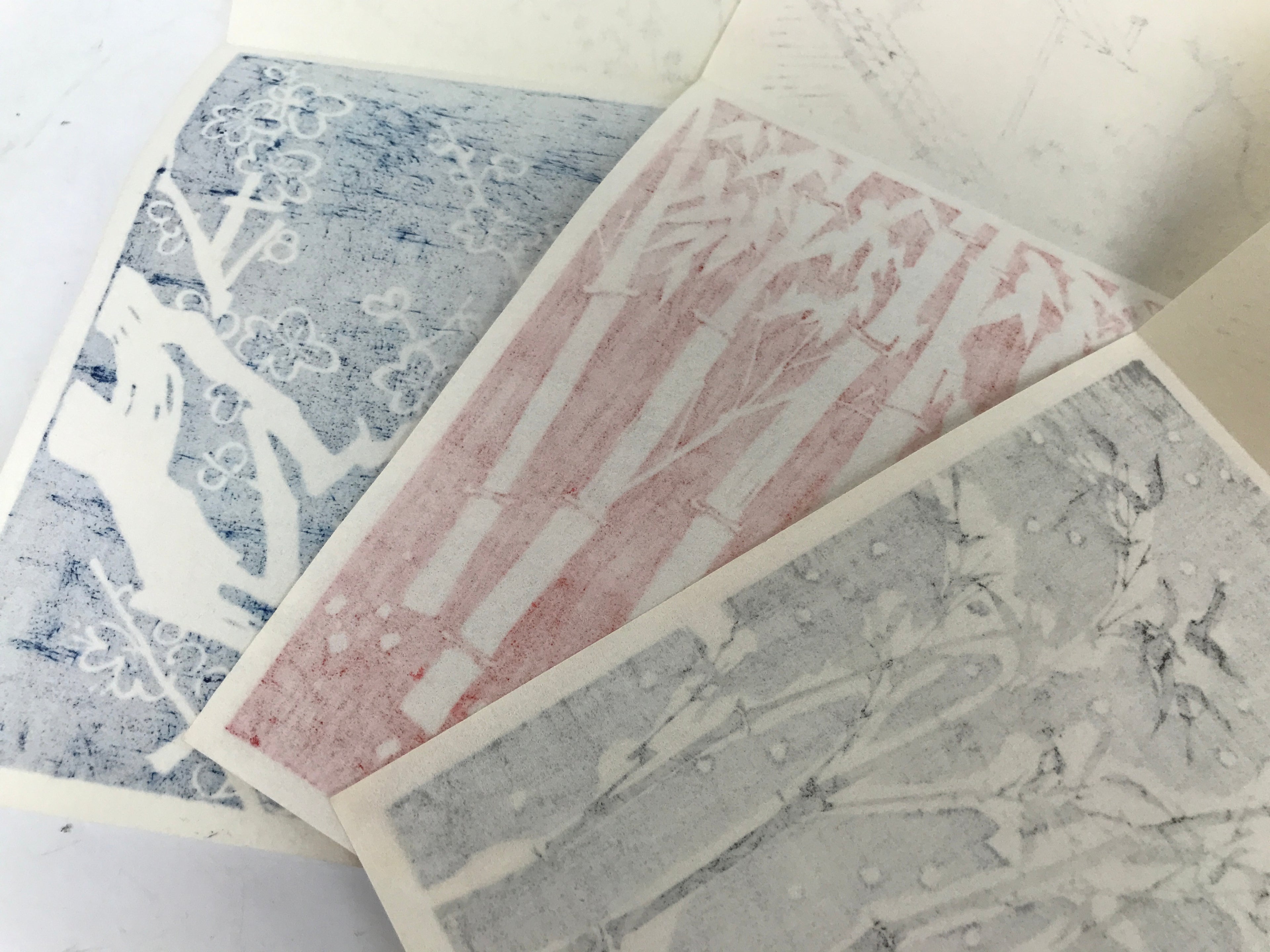 Japanese Writing Paper Set Woodblock Printed Vtg Floral Letter Stationary P374