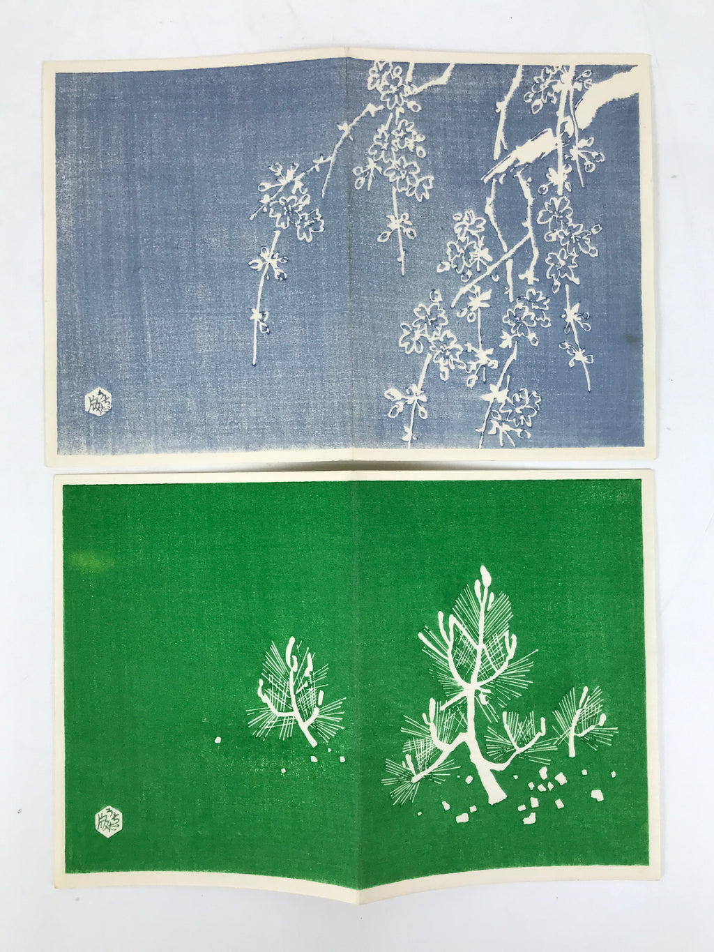 Japanese Writing Paper Set Woodblock Printed Vtg Floral Letter Stationary P374