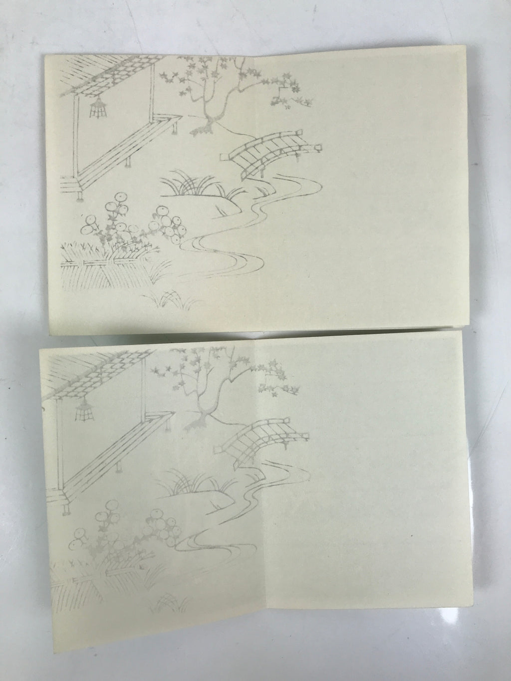 Japanese Writing Paper Set Woodblock Printed Vtg Floral Letter Stationary P374