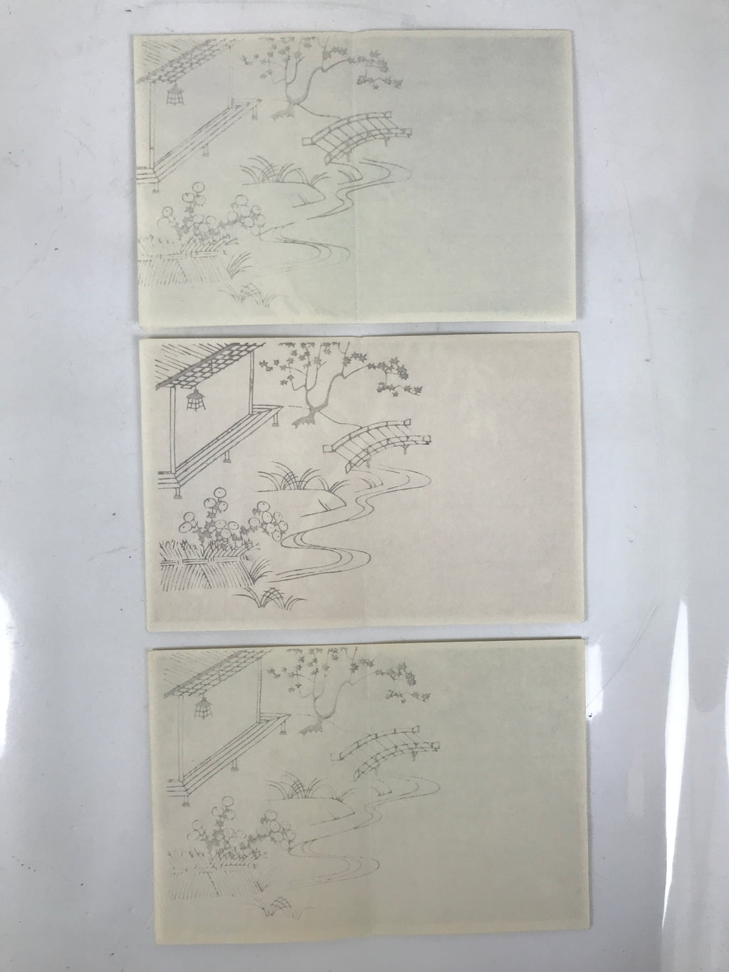 Japanese Writing Paper Set Woodblock Printed Vtg Floral Letter Stationary P375