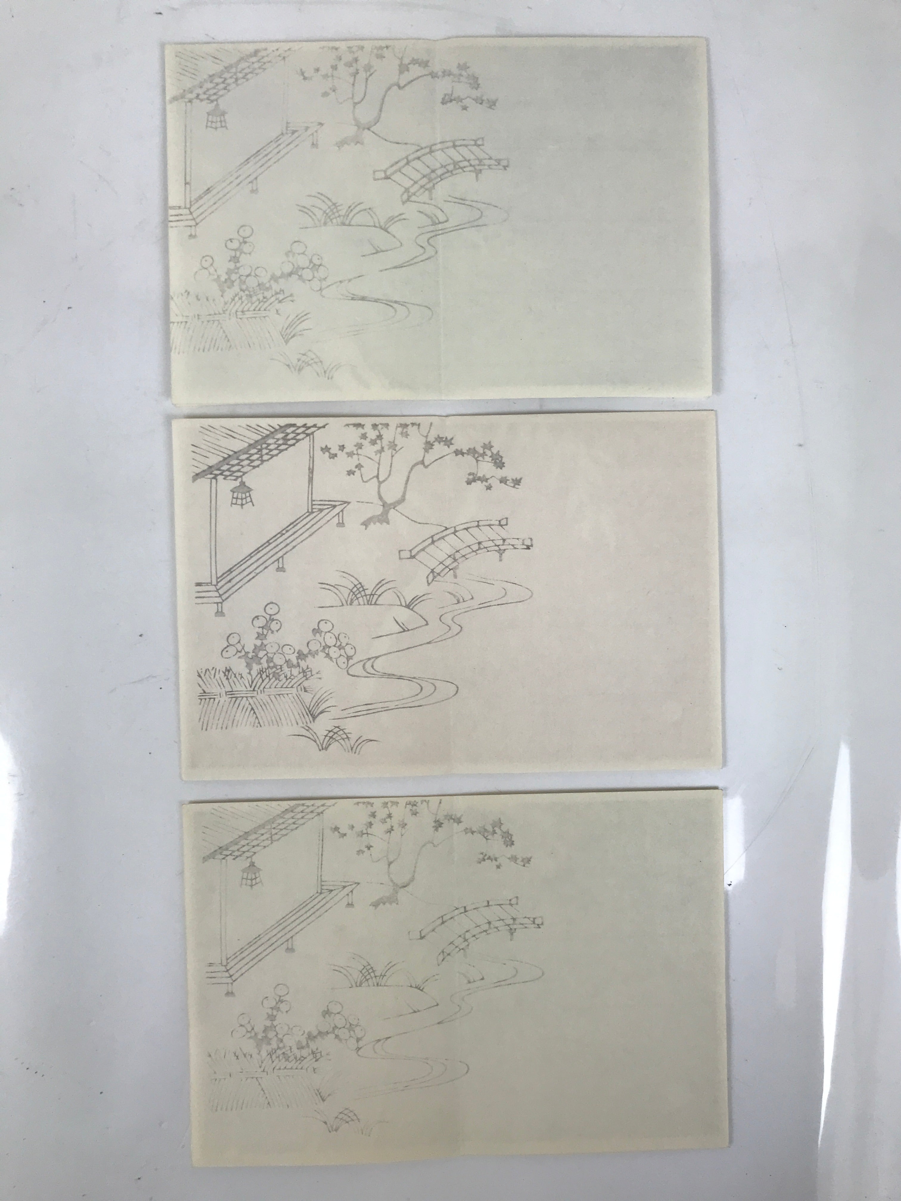 Japanese Writing Paper Set Woodblock Printed Vtg Floral Letter Stationary P375