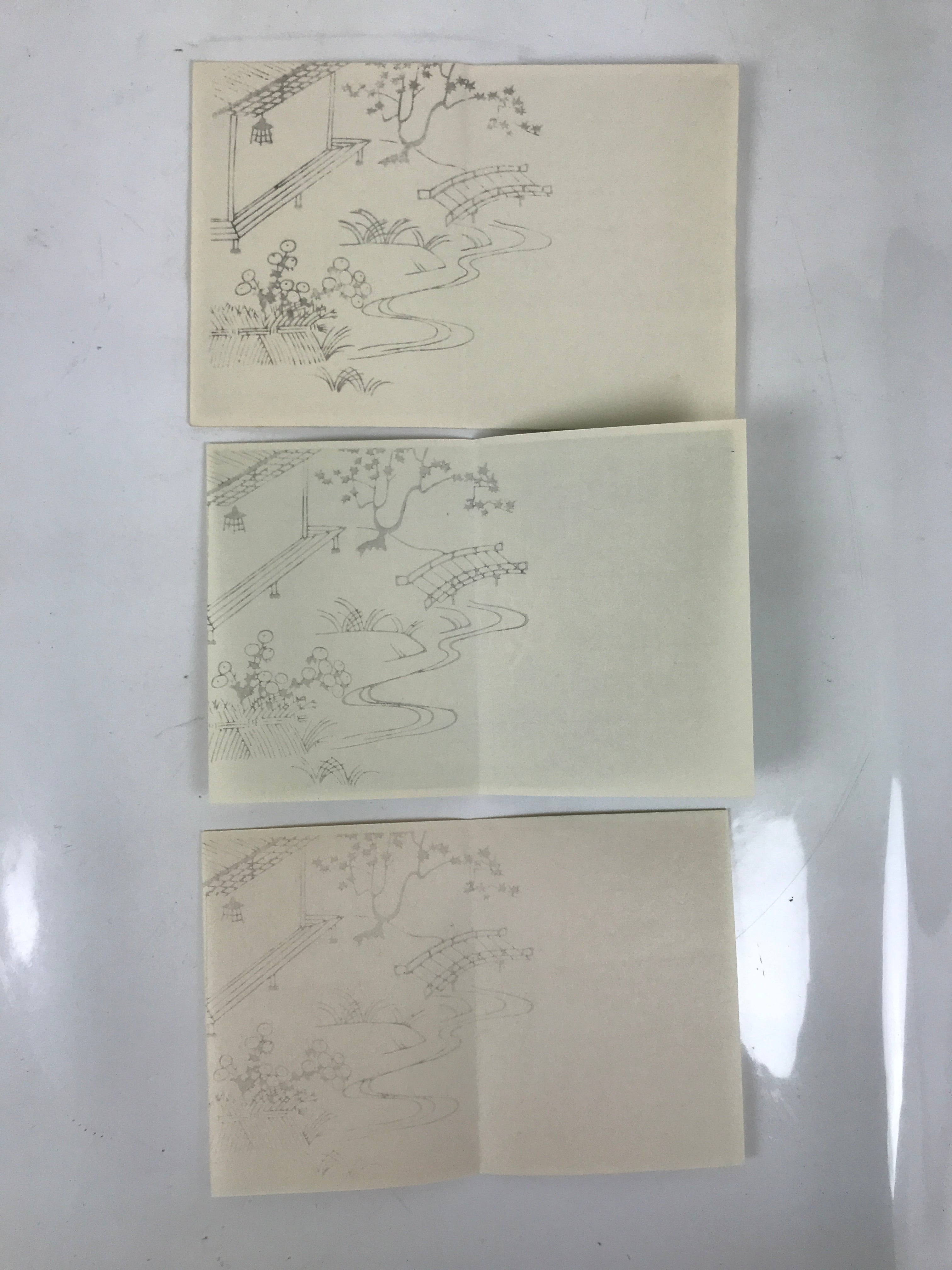 Japanese Writing Paper Set Woodblock Printed Vtg Floral Letter Stationary P375