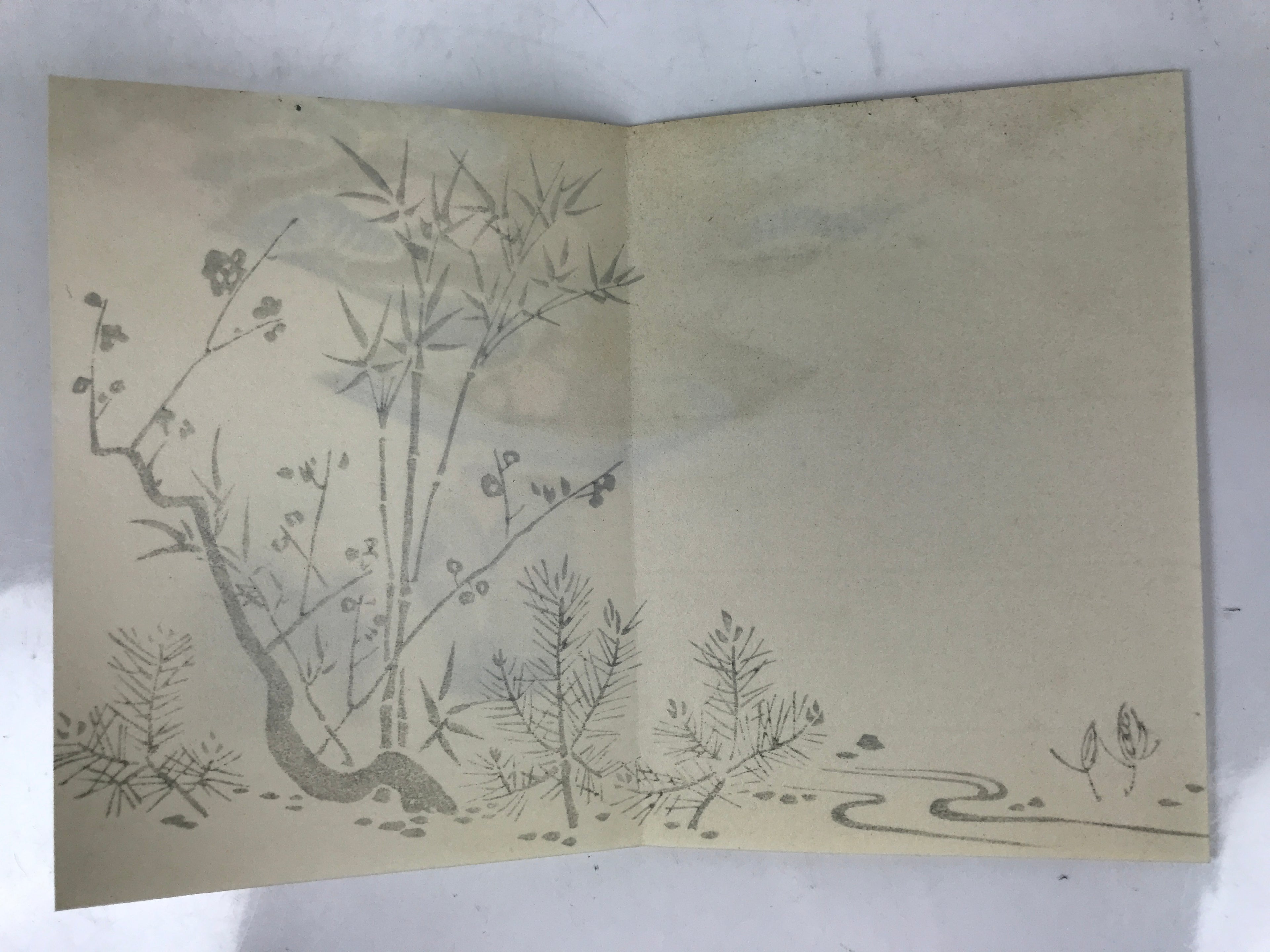 Japanese Writing Paper Woodblock Printed Vtg Takasago Elderly Couple P376