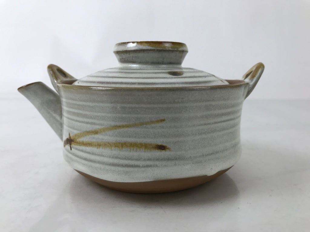 Japanese Yokkaichi Banko Ware Ceramic Lidded Teapot Vtg Donabe Beige Brown Y280