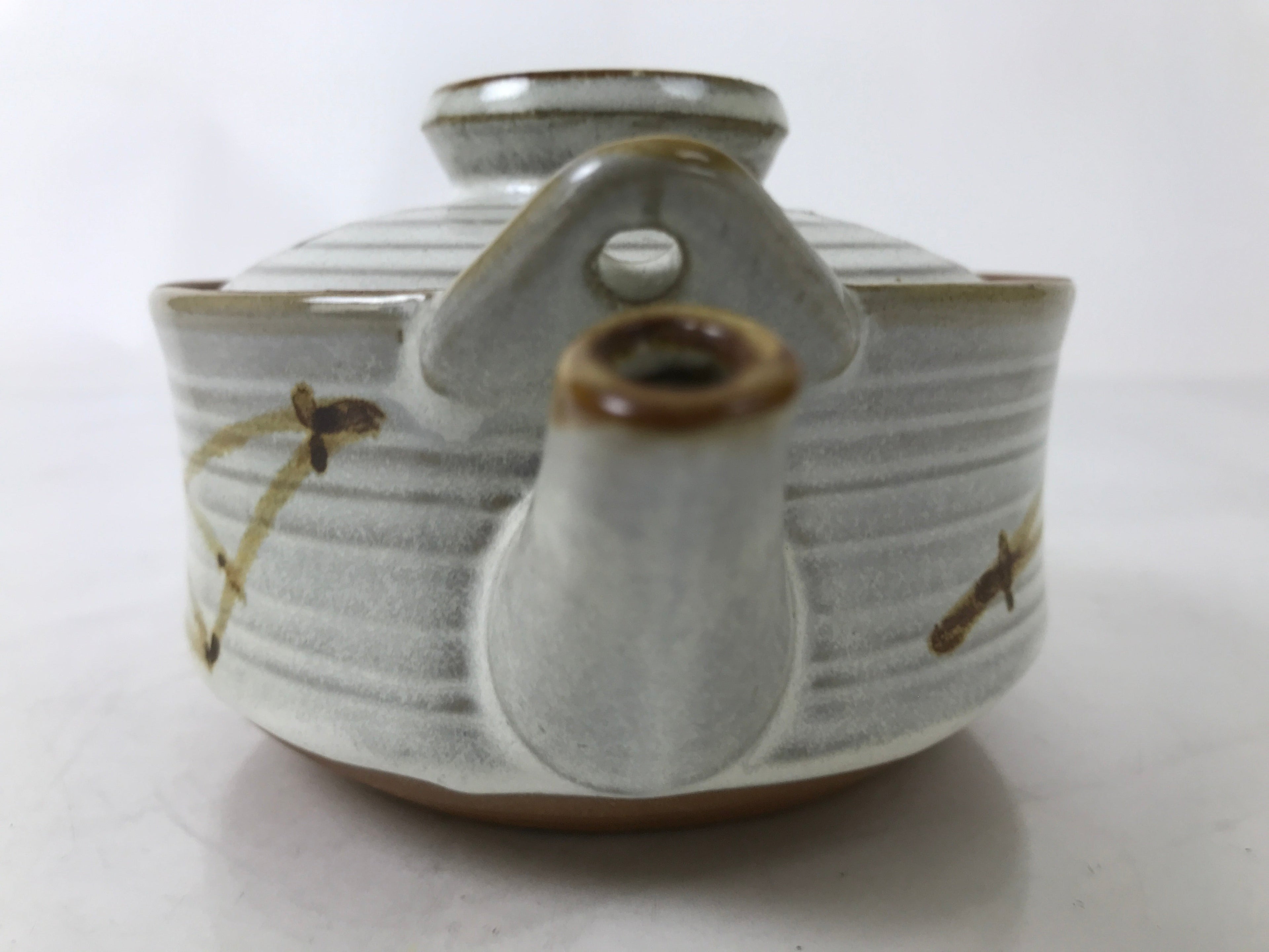 Japanese Yokkaichi Banko Ware Ceramic Lidded Teapot Vtg Donabe Beige Brown Y280