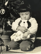 Japanese Young Children Photograph Vtg Christmas New Year Baby Black White PH202