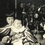 Japanese Young Children Photograph Vtg Christmas New Year Baby Black White PH202