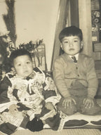 Japanese Young Children Posed Photograph Vtg New Years Day Black White PH179