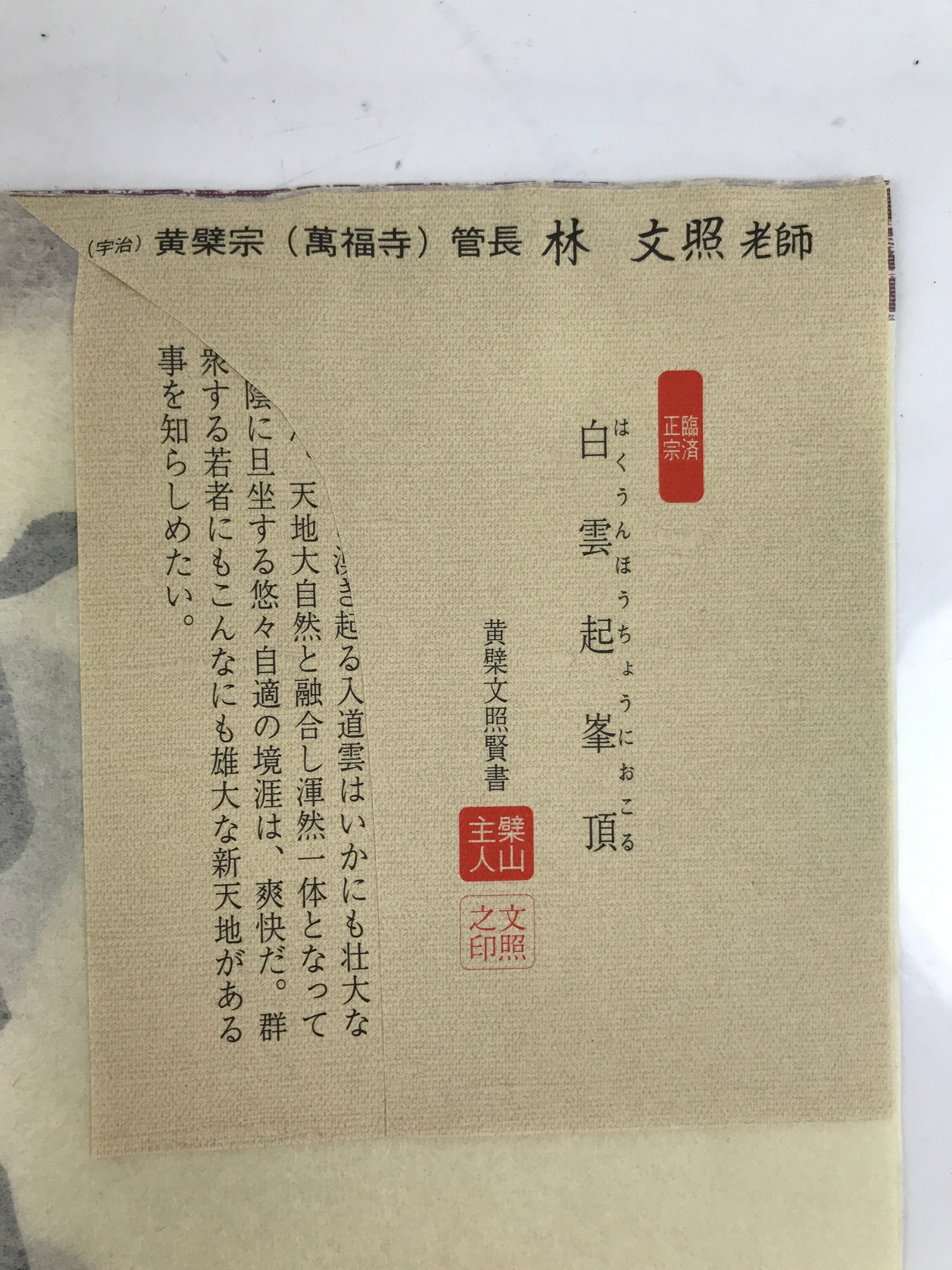 Japanese Zen Calligraphy Obaku School Rin Bunsho Chagake Kakejiku FL358