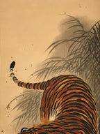 Japanese Zodiac Animal Hanging Scroll Vtg Roaring Tiger Kakejiku SC810
