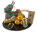 Japanese Zodiac Fabric Dragon Doll Vtg Kimekomi Ningyo Animal Green Gold Rice ST