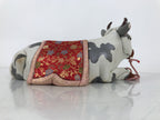 Japanese Zodiac Fabric Ox Doll Vtg Kimekomi Ningyo Animal Rice Barrel White ST26