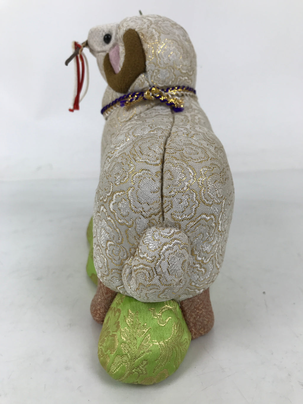 Japanese Zodiac Fabric Sheep Doll Vtg Kimekomi Ningyo Animal Hitsuji w/Case ST33