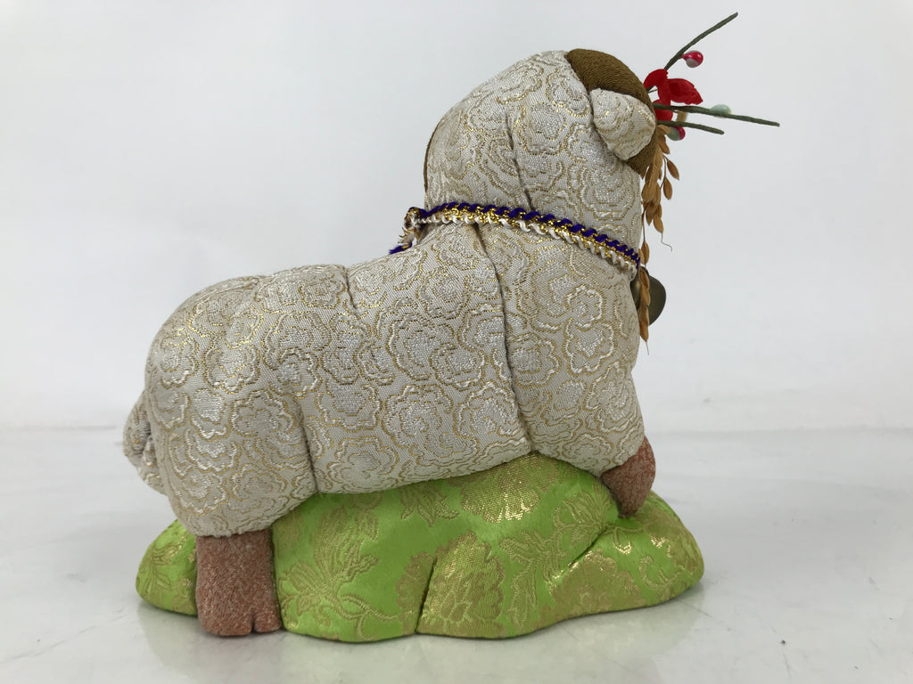Japanese Zodiac Fabric Sheep Doll Vtg Kimekomi Ningyo Animal Hitsuji w/Case ST33