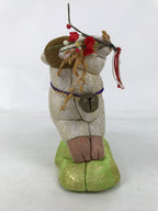 Japanese Zodiac Fabric Sheep Doll Vtg Kimekomi Ningyo Animal Hitsuji w/Case ST33