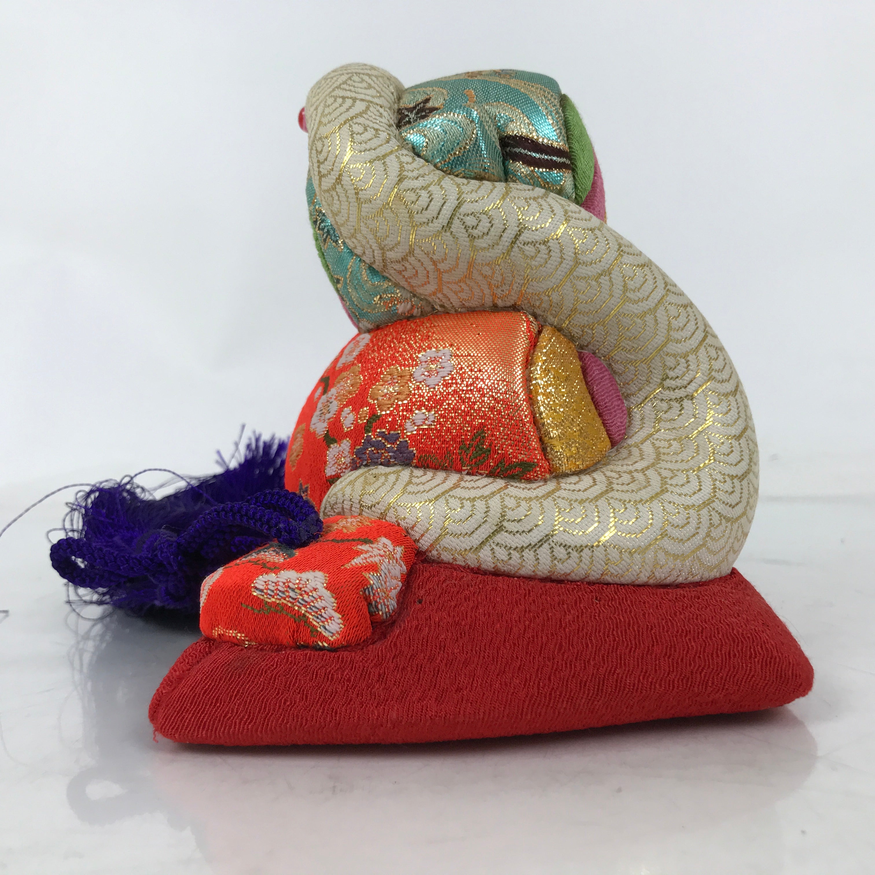 Japanese Zodiac Fabric Snake Doll Vtg Kimekomi Ningyo Animal Lucky Hammer ST31