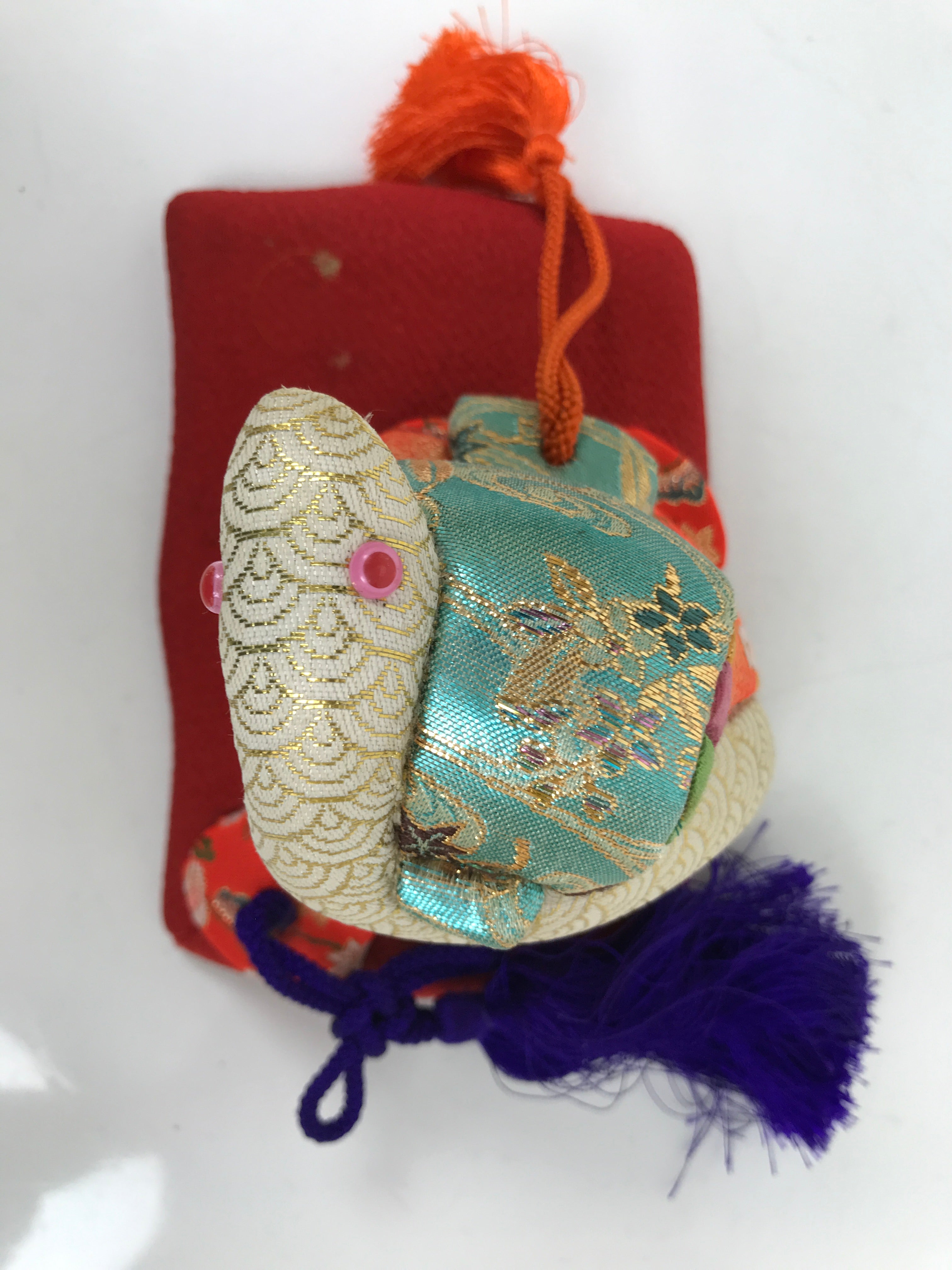 Japanese Zodiac Fabric Snake Doll Vtg Kimekomi Ningyo Animal Lucky Hammer ST31
